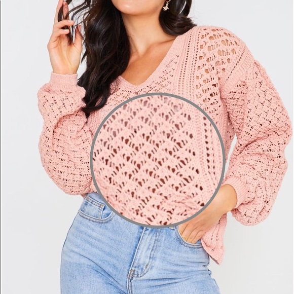 Lorna Luxe Blush Florence crochet knit bell sleeve - Picture 3 of 3